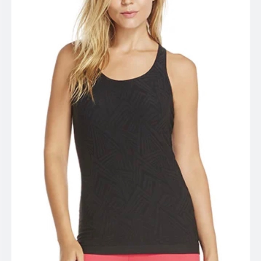 Fabletics Women’s S Olympus Seamless Razor Back Tank in Perfect Peak Black - EUC